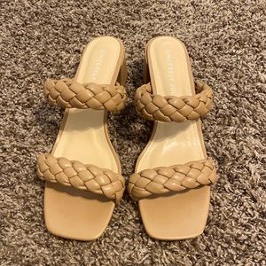 Sincerely Jules Womens Braided Heel Strappy Square Open Toe Heels Backless Block